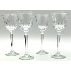 Mikasa Park Avenue Lead Crystal Wine Glasses Set of Four Brand New Vintage 8"